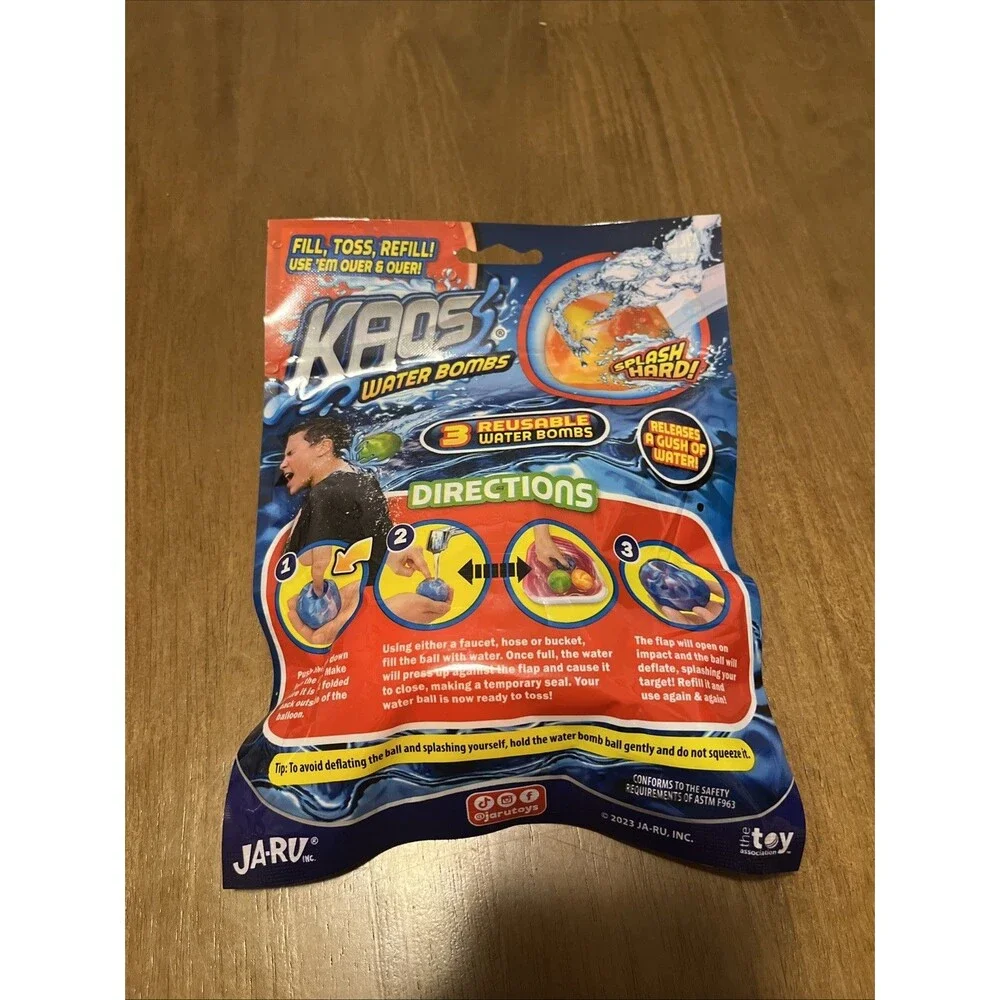 Set Of 2 - Reusable Water Bombs 3-Pack Kaos, by Ja-Ru NEW